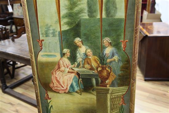 A Victorian four fold screen, each panel overall 6ft 4in. x 2ft .5in. incl. frame